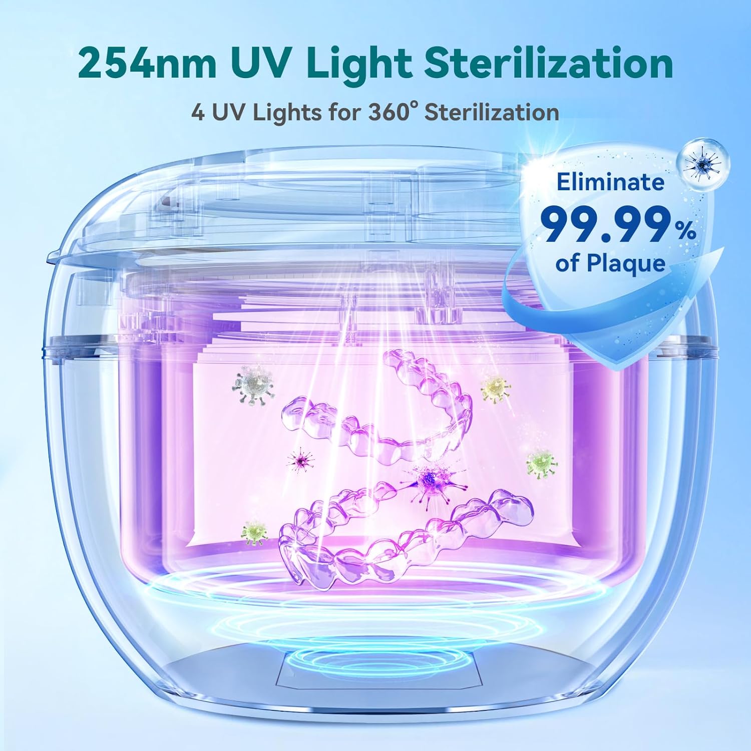 ZharZo 45kHz Ultrasonic Retainer Cleaner Machine in black with digital timer display